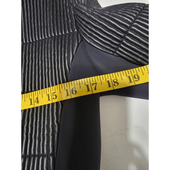 Postcard black fitted Ribbed puffer jacket Italy Quilted Luxury Jacket Size 10 - Picture 13 of 13